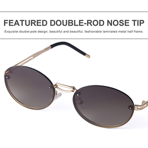 Gafas de sol sin marco redondas de diseño clásico de moda de alta calidad UV400 gafas de sol modelo de viaje al aire libre - Product Image 4