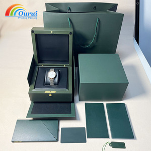 <b>Wooden</b> MDF <b>Watch</b> Box Custom Logo leather Interior Square Case Luxury Outside Packaging Recycled Materials black - Product Image 1