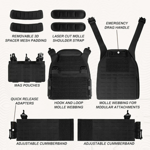 Gilet tactique léger à dégagement rapide, porte-plaques réglable avec système Molle, pour la chasse, l'entraînement et la sécurité en extérieur - Product Image 6