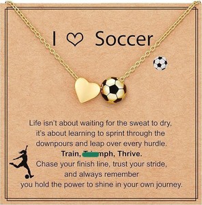 Collar con Colgante <span class=keywords><strong>de</strong></span> Corazón Chapado en Oro en Oferta, con Tarjeta, para Béisbol, Baloncesto, Fútbol, Collar <span class=keywords><strong>de</strong></span> la <span class=keywords><strong>Amistad</strong></span>, Joyería Deportiva - Product Image 2