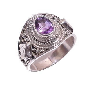 Bagues en améthyste violette naturelle en argent sterling 925, vente en gros, bijoux indiens faits à la main, bagues en argent fin, fournisseurs - Product Image 1