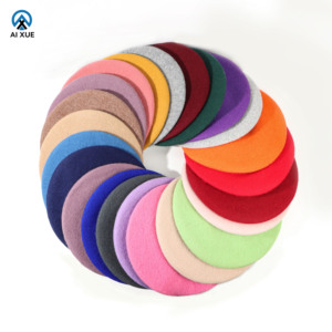 Berretti in Lana per Donna, Vendita all'Ingrosso, Colori Solidi Nero, Rosso, Giallo, Bianco, Blu, Verde, Berretti Francesi Classici alla Moda - Product Image 3