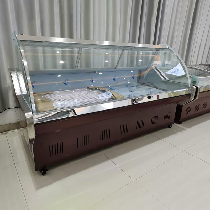Electric Stainless Steel Meat Display Refrigerator Portable with Sliding Door Glass Fridge Equipment Compressor Features