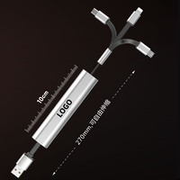 Monfonk kabel Data pengisian daya cepat, kabel Data penyimpan pengisian daya 3 in 1 untuk iPhone dan Xiaomi