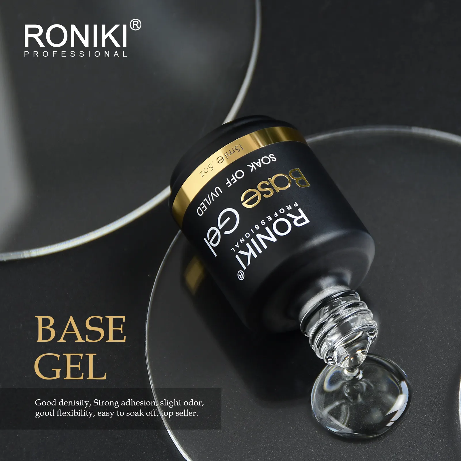 RONIKI super glänzende nicht abwisch bare Nagel basis Nail Art Gel UV Nagellack Gel glänzend kein Wisch matt Gel Dec klack