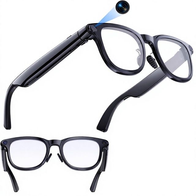 AI Smart Glasses 4K Camera 8MPW Anti-Shake 1080P Video Recording Dual Mic Noise Reduction Real-Time Translation Voice for