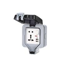 Boîtier de prise étanche et ignifuge Guoguang SNW-2AM IP66 pour extérieur, avec prise européenne et multiprise de charge USB 2A/2C 16A