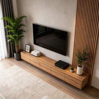 Meuble TV mural de qualité supérieure, style nordique rustique en bois, personnalisable, pour salon, meuble TV modulaire