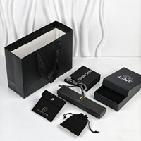 Coffret d'emballage de bijoux en cuir noir UMS, écologique, sur mesure, luxe, pour homme et femme, pour bagues, colliers, bracelets