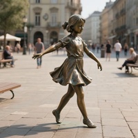 Escultura DE BRONCE al aire libre personalizada de tamaño real, estatua de chicas bailando a la venta