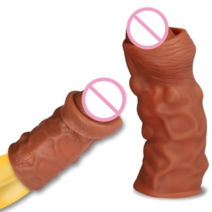 Reutilizable super suave TPE pene largo manga de extensión para hombres gay de retardo de tiempo - Product Image 2