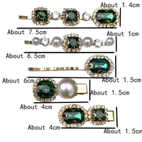 Vintage groene zirkoon haarclip Luxe kristallen meisjesachtig ontwerp Prachtige en veelzijdige haarclip Leuke zijclip voor pony