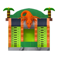 Toboggan aquatique gonflable commercial de 36 pieds avec piscine, thème dinosaures jurassiques, vente en gros directe d'usine pour les entreprises de location de matériel événementiel