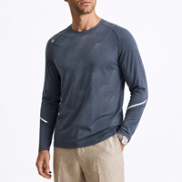 T-shirt de sport imprimé pour homme, extensible, à séchage rapide, respirant, pour la course à pied, la remise en forme, l'entraînement, manches longues, col rond