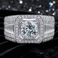 Bague de mariage pour homme en argent sterling 925, sertie de moissanite GRA couleur D VVS, style luxueux et imposant, avec diamants intégrés