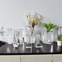 Vase de table nordique en cristal K9 transparent fait à la main pour l'hydroponie, l'affichage de fleurs séchées, la décoration murale de mariage et de Noël