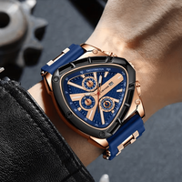 Montre à quartz pour homme noire créative, élégante, sportive, grand cadran triangulaire, chronographe, montre-bracelet, Relogio Masculino