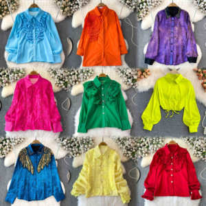 Camicetta Elegante da Donna 2026 con Pizzo, Tinta Unita e Scollo a O, Modello Traforato - Product Image 5