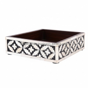 Plateau d'incrustation en os fait à la main Design de luxe de qualité supérieure Solution de rangement idéale pour la salle de bain ou la chambre à coucher Fabriqué en Inde - Product Image 1