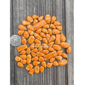 Cabochon de coquille d'huître épineuse Orange vibrant avec des pierres précieuses en vrac de turquoise pour la fabrication de bijoux boucles d'oreilles bagues personnalisées - Product Image 1