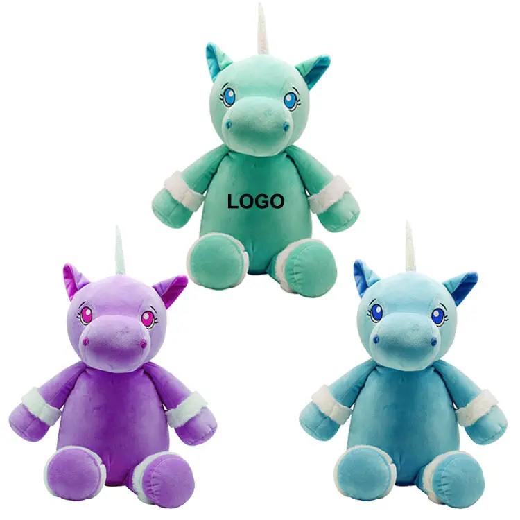 Hadiah warna-warni kuda Unicorn mainan mewah untuk anak-anak OEM kustom bordir LOGO lucu boneka hewan lembut besar Unicorn mainan