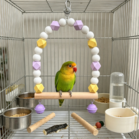 Accessoires pour animaux de compagnie : Perchoir suspendu pour oiseaux, balançoire pour perroquets, jouet coloré pastel, support de repos pour oiseaux
