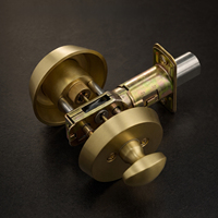 Set Kunci Pintu Masuk Standar Amerika dari Kuningan Padat, Deadbolt Hitam Matte & Gagang Tuas Berknurling untuk Pintu Depan
