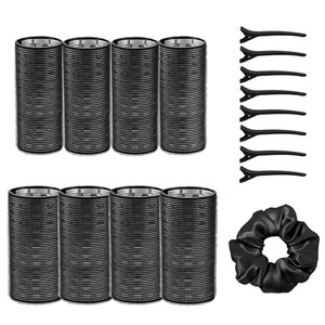 Lot de 17 <span class=keywords><strong>bigoudis</strong></span> professionnels en aluminium thermique avec <span class=keywords><strong>velcro</strong></span>, pinces de sectionnement et chouchous pour coiffure en salon - Product Image 1