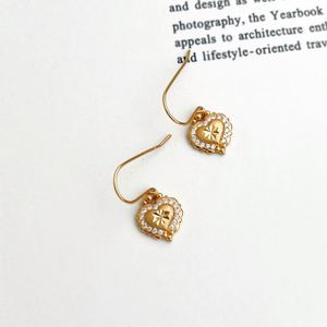 Dylam Unique Design High Jewelry Gold Plated 5A Zirconia Brushed Surface Heart Shape <b>Hook</b> <b>Earrings</b> for Women - Product Image 4