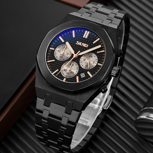 Reloj cronógrafo redondo para hombre, reloj de pulsera de lujo de acero inoxidable, reloj de cuarzo resistente al agua 30M - Product Image 1