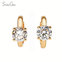 Boucles d'oreilles tendance StarsGem de luxe unisexe en or massif 18 carats plaqué rhodium avec diamants de laboratoire 1,07 ct DEF VS taille brillant