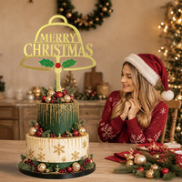 Décoration de gâteau de Noël en acrylique doré, décorations de gâteau Joyeux Noël, pics pour cupcakes, fournitures pour fêtes de fin d'année, design personnalisé