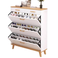 Meuble à chaussures ultra-fin en bois avec tiroirs rabattables, design modulaire, étanche, écologique, gain de place pour entrée d'appartement