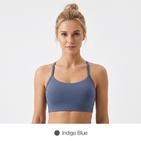 Soutien-gorge de sport en nylon pour femme FH avec logo personnalisé, taille XL unique, maintien élevé, sans armatures, bonnets fixes, haut de yoga, bretelles fines, couvrance latérale