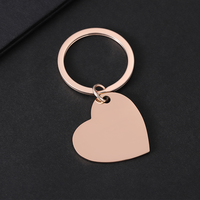Porte-clés en acier inoxydable en forme de cœur gravable personnalisé Ywyougang, breloque vierge pour cadeau personnalisé et accessoire de bricolage
