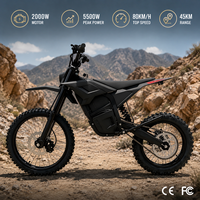 Moto tout-terrain électrique M9 60V 27Ah, moteur 2000W, puissance de pointe 5500W, couple de 200Nm, 80KM/H, suspension intégrale