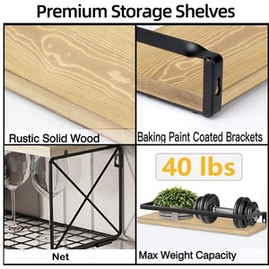 Estantes <span class=keywords><strong>de</strong></span> baño con cesta <span class=keywords><strong>de</strong></span> almacenamiento <span class=keywords><strong>de</strong></span> alambre, estante flotante moderno, estante <span class=keywords><strong>de</strong></span> <span class=keywords><strong>madera</strong></span> <span class=keywords><strong>para</strong></span> pared - Product Image 6