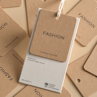 Ensemble d'étiquettes suspendues personnalisées de luxe en carton kraft blanc cassé avec cordon pour vêtements, chaussures, sacs, bijoux