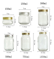 Pot en verre pour pudding avec logo personnalisé, pot en verre Mason de 8 oz, petit pot en verre pour pudding de 250 ml avec couvercle en métal