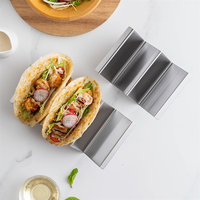 Support de Présentation Écologique Jetable en Acier Inoxydable à Motif Végétal pour Coquilles de Tacos, Compatible Four et Lave-Vaisselle