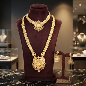 Wholesale Fashion Jewelry 14K18K24K Gold Plated Forming Mini & <b>Long</b> Combo <b>Necklaces</b> Set Traditional & Wedding <b>Long</b> Jewelry Set - Product Image 4