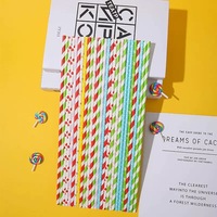 6*300mm Bâtonnets de sucettes en papier imprimés colorés de qualité alimentaire jetables pour accessoires de fête, bar, barbe à papa, 100 pièces par sac