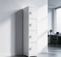 Casier métallique à 4 niveaux, armoire de rangement en acier verrouillable à 4 portes, casier vertical à compartiments individuels pour salle de sport et salle des employés