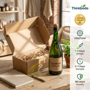 Boîte d'expédition robuste <span class=keywords><strong>en</strong></span> carton ondulé E Flute pour vin, résistante aux chocs, facile à plier, avec fermeture à rabat, pour les ventes <span class=keywords><strong>en</strong></span> ligne de vins biologiques - Product Image 2