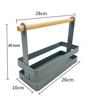 DaS Kitchen Organisateur de rangement de bureau Porte-épices de cuisine multifonction avec poignée en bois