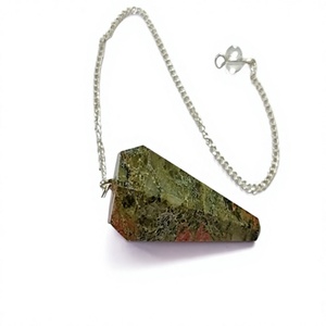 Unakite Aventurine Agate fait à la main cristal à facettes Style Chakra radiesthésie pendule de guérison pierre semi-précieuse artisanat vente pierre précieuse - Product Image 1