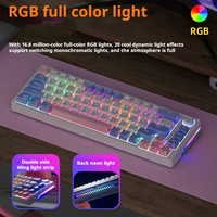 Keyboard X715-1, 68 tombol, dapat diisi ulang Anti Penuaan 2.4G BT nirkabel Mini Rgb Switch Gaming Keyboard mekanik untuk komputer