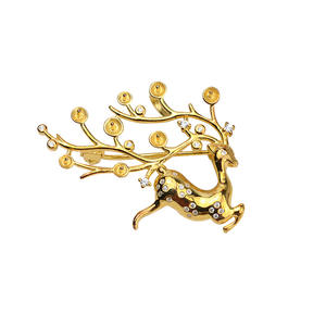 Broche fantaisie en argent S925 à 2 pendentifs, motif fleur de poitrine et cerf de Noël, accessoires DIY pour perles, plateau vide pour perles de 4-6,5 mm, broches tendance - Product Image 5