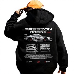 Trendy Black <b>Car</b> Racing Graphic <b>Hoodie</b> with Detailed Automotive Artwork and Relaxed Everyday Fashion Fit - Product Image 1