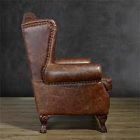Fauteuil Chesterfield Vintage en Similicuir Marron à Dossier Haut, Style Tigre, Capitonnage, pour Salon ou Salle de Séjour